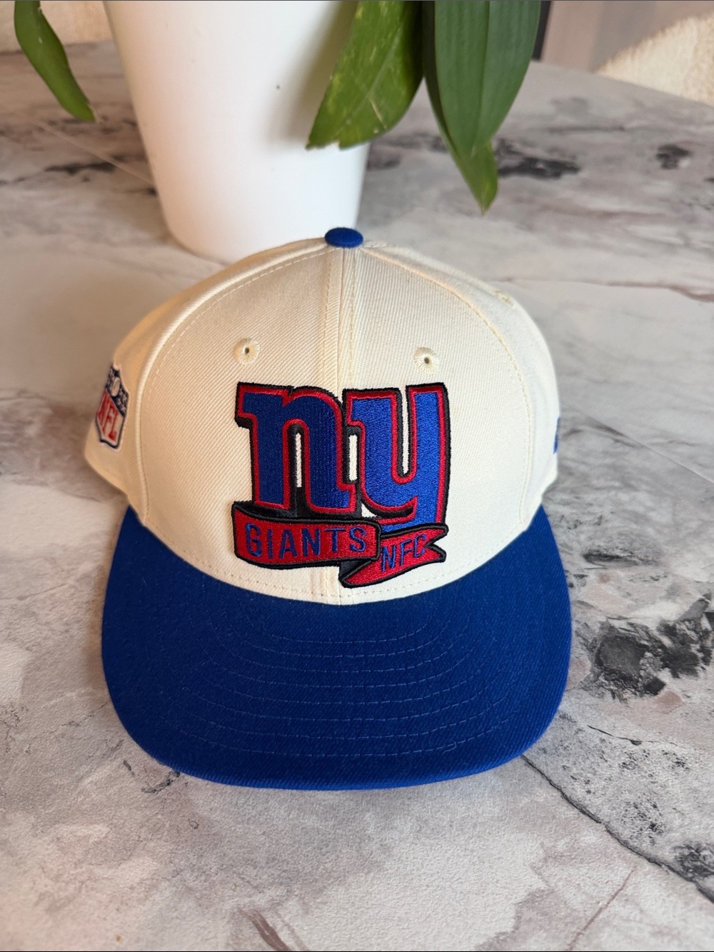 New York Giants NFL Two-Tone Snapback Hat - Cream & Royal Blue